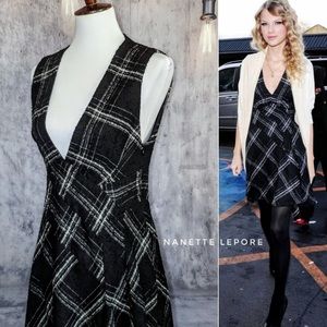 Nanette Lepore Hollywood textured plaid dress in Black/Onyx, size 10